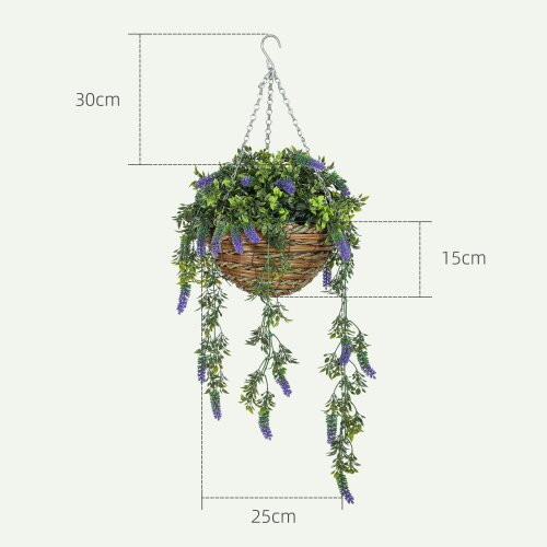 Wyld Haus Nodimo Set Of 2 Artificial Lavender Hanging Baskets With Silk Finish
