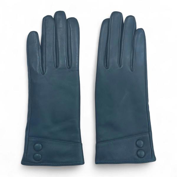Infinity Leather Womens Italian Leather Winter Button Design Soft Wool Lining Gloves - L-GLV-501