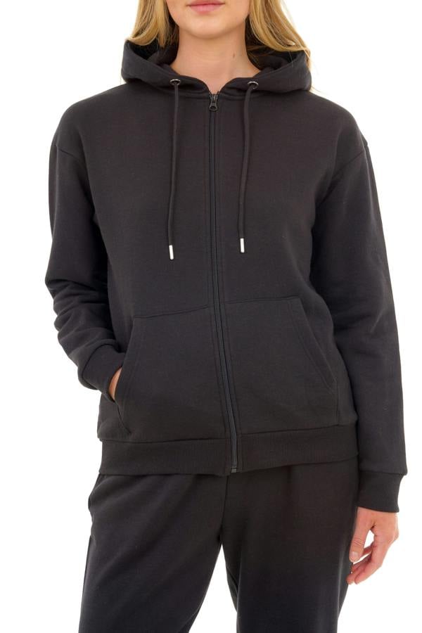 Smart Living Women's Stylish Zip-Up Hoodie with Pockets - Cozy Casual Wear - Black