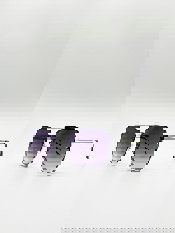 SVNX Silver Aviator Sunglasses with Metal Frames