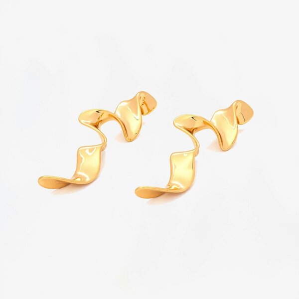Uchi & Soto Nami Gold Long Wave Earrings