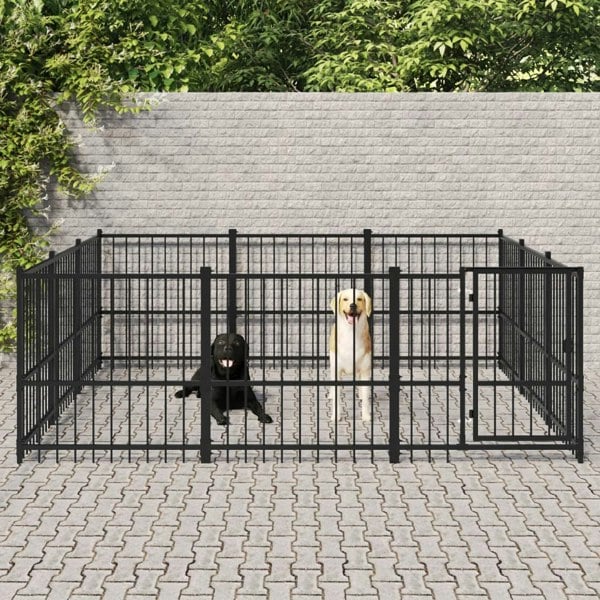 Berkfield Outdoor Dog Kennel Steel 8.47 m�__