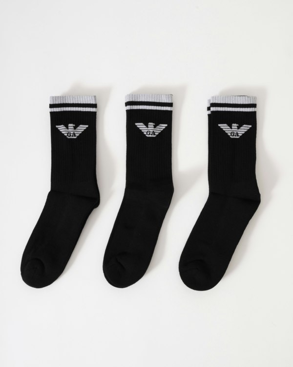 Emporio Armani 3-Pack Mens Socks EM000554-AF18145 Black/Black/Black MC061