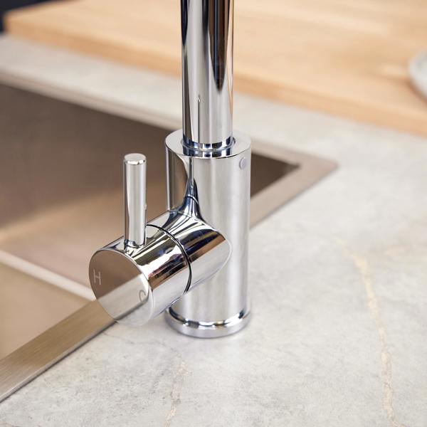 Top-Fix | Vito L Neck Style Kitchen Mixer Tap | Polished Chrome Finish