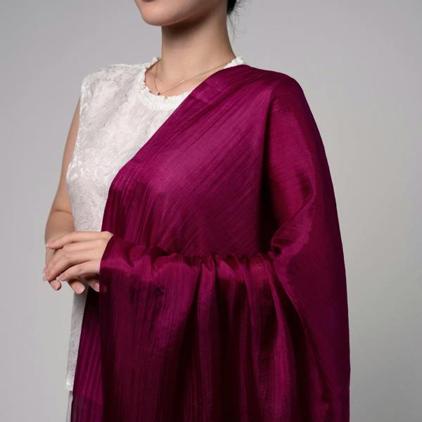 Plum Magenta Silk Scarf – Hand-Dyed Mulberry Silk, Evening & Eid Wrap