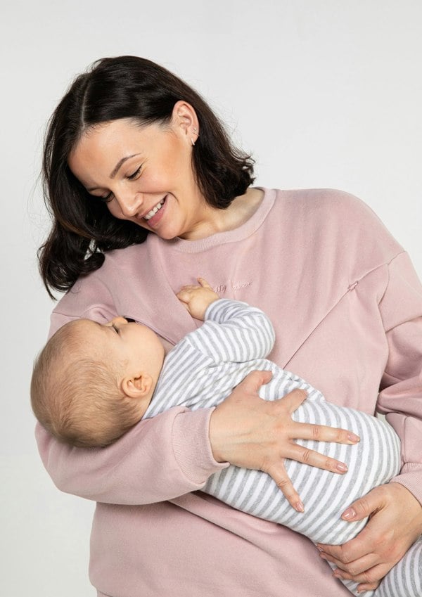 Pretty Mama Signature Oversized Breastfeeding Sweatshirt - Pink
