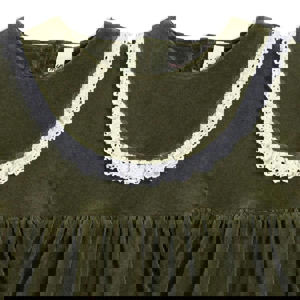 Baby Girls Schiffli Dress With Tights, Green - Minicuddles