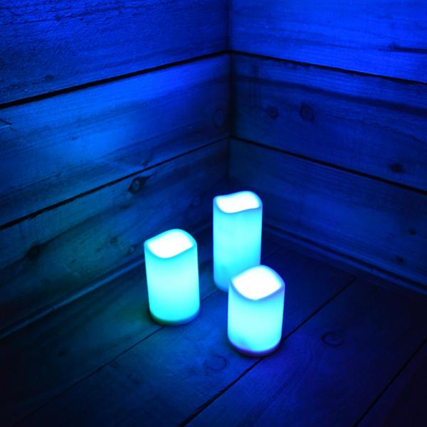 Samuel Alexander 15cm Premier Set of 3 Battery Operated Multi Pastel Colour Changing LED Candles