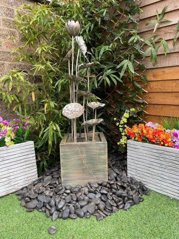 Tranquillity Water Features Grand Zinc Flower Modern Metal Water Feature