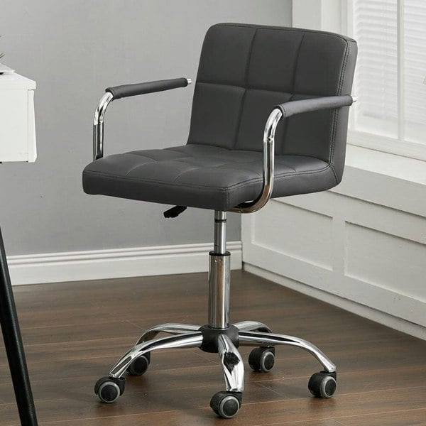 Low Back Faux Leather with Chrome Base Living and Home