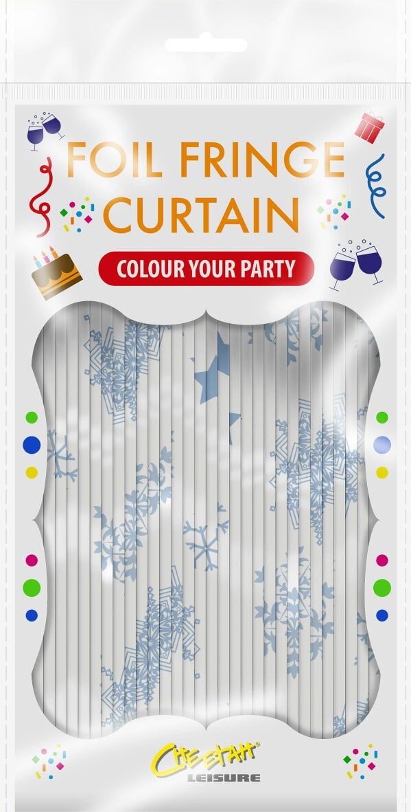 Cheetah Shimmer christmas Tinsel Curtain, 2.5M x 1M Blue