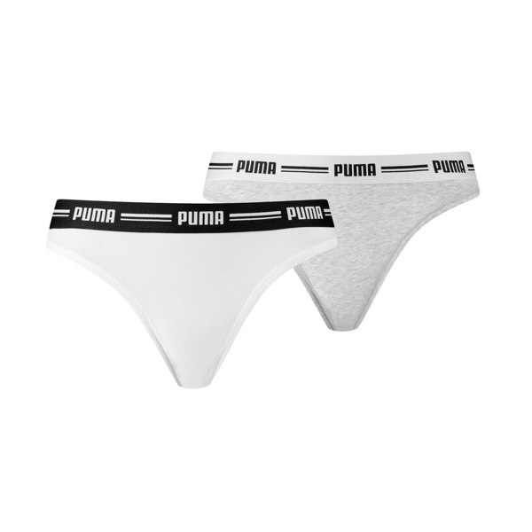 Puma 2-Pack Striped Logo Mid-Rise Strings, White