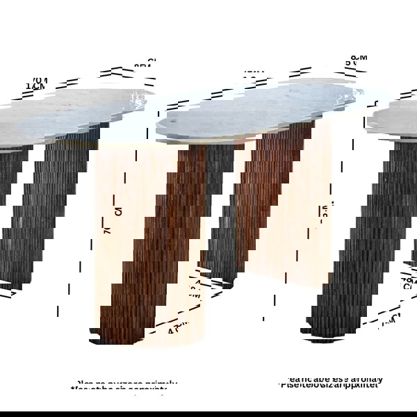 IH Design Miel Mango Wood Dining Table 170Cm With Marble Top