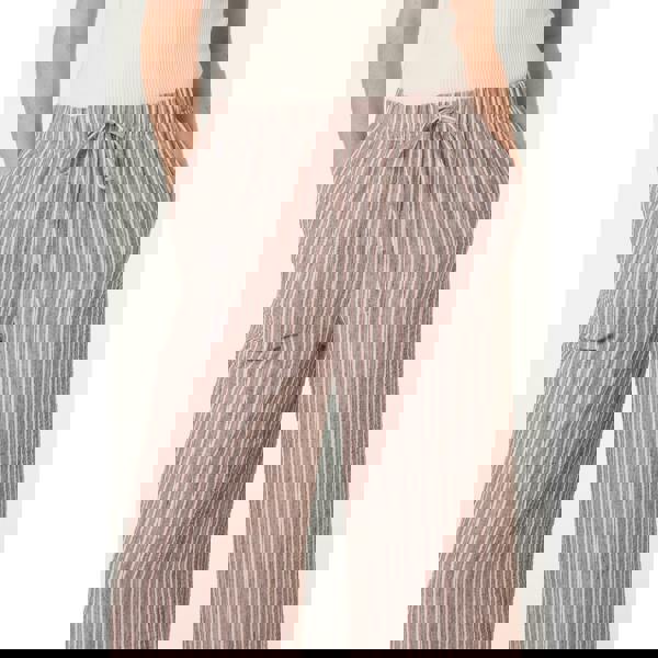 Blue Vanilla Tie Waist Stripe Wide Leg Trousers