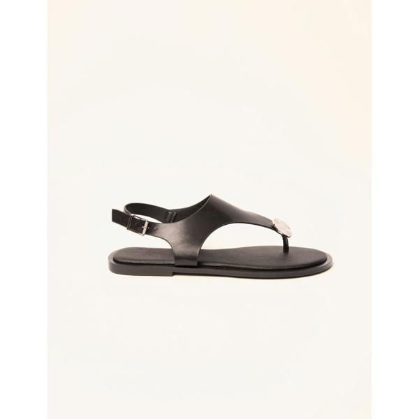 Blue Vanilla Faux Leather Metal Detail Sandals