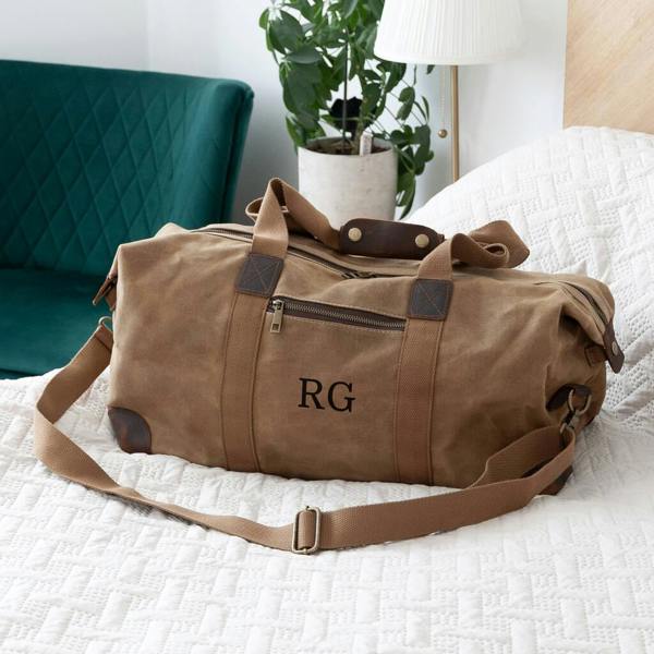 Abode Home & Gifts Monogrammed Luxury Waxed Canvas Holdall