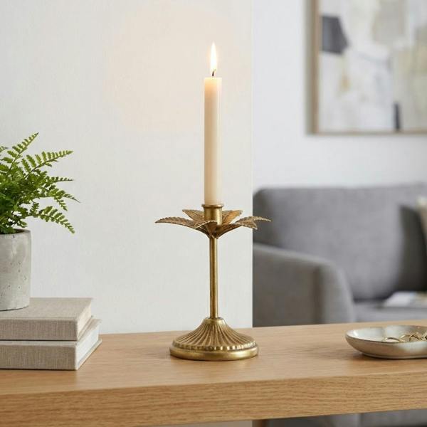 Garden Greatness Golden Flower Taper Candle Holder