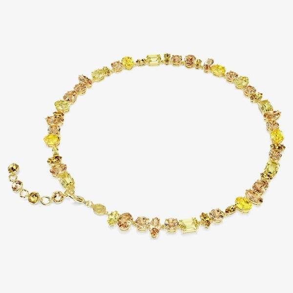 Swarovski Gema Gold Tone Plated Mixed Yellow Crystal Tennis Necklace 5718071