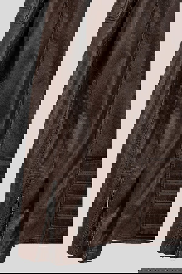 Brown Smart Zip-Up Genuine Leather Biker Jacket