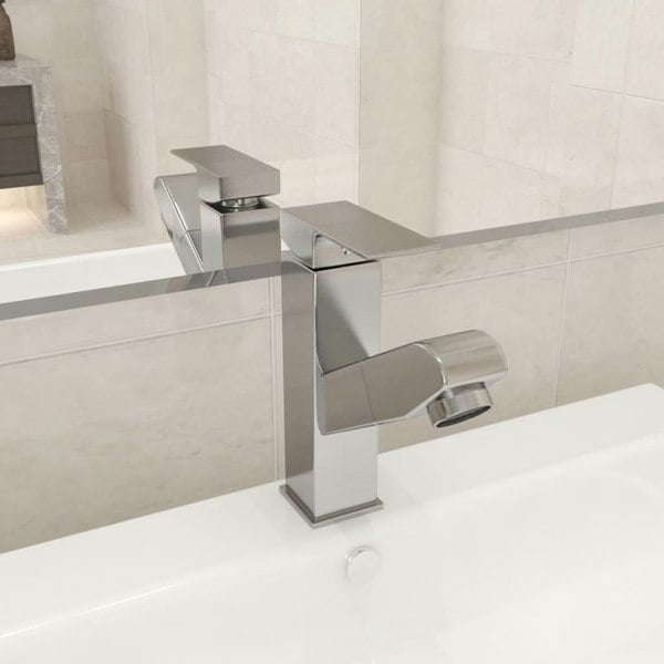 Berkfield Bathroom Basin Faucet with Pull-out Function Silver 157x172 mm