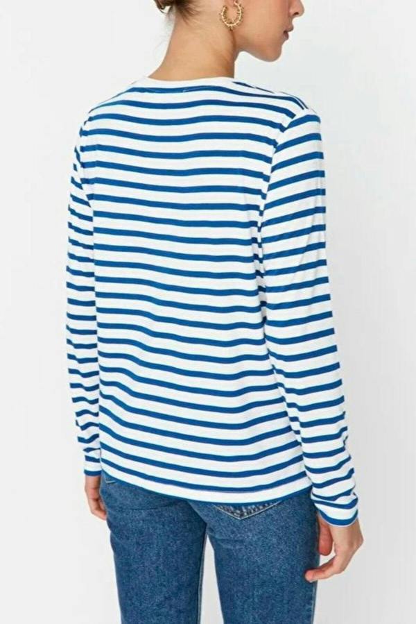 WOVCOR Striped Crew Neck Knit T-Shirt