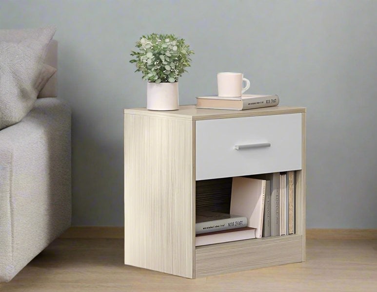 Modcraft Set of 2 Bedside Tables with Drawers and Shelf –  Nightstands for Bedroom or Living Room