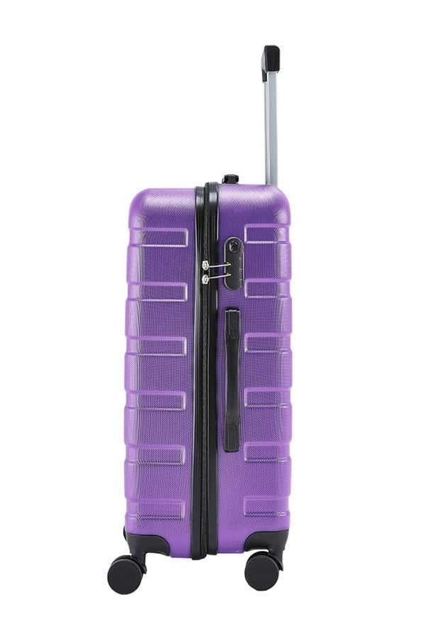 Living and Home Hardshell Rolling Luggage Trolley Travel Suitcase With Combination Lock, 28" Purple