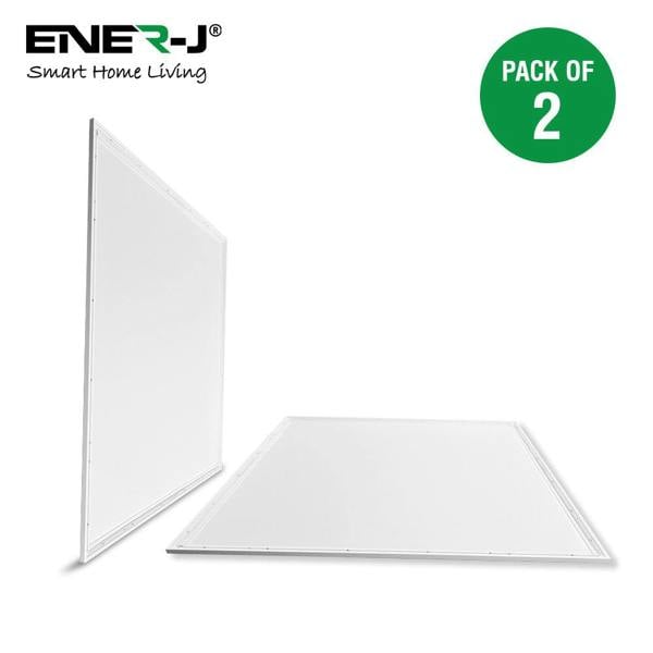 ENER-J 595x595x30mm 40W LED Slim Backlit Ceiling Panel, 6000K, IP20, Eco-Friendly, 2-Year Warranty - Pack of 6