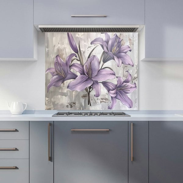 Warren Reed - Designer Purple Lilies In Bloom Kitchen Splashback