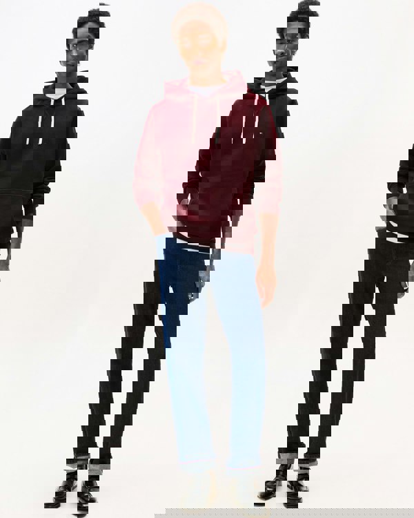 Tommy Hilfiger Essential Flag Embroidery Mens Fleece Hoodie - Deep Burgundy