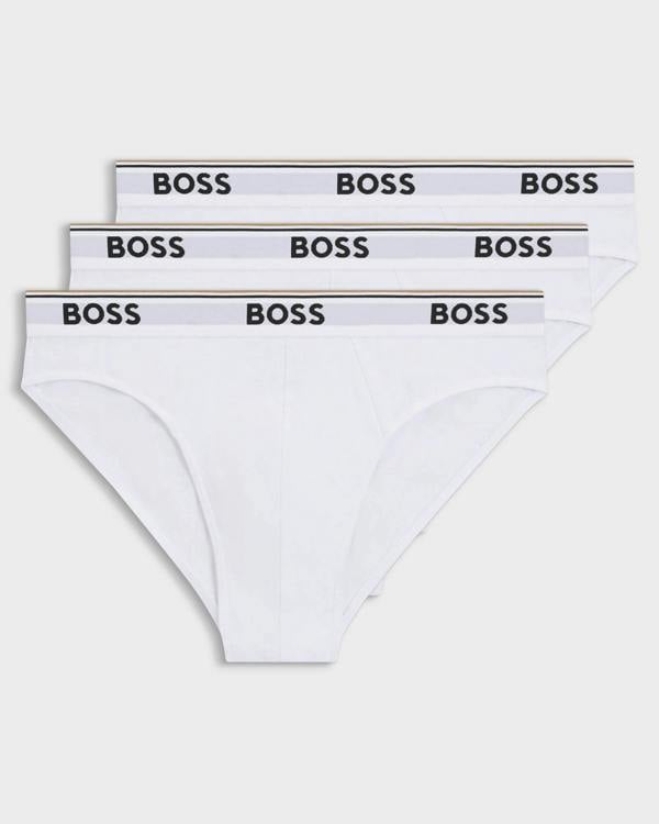 BOSS Orange 3 Pack Mens Power Briefs - White 100 | CHO | Designer Mens Underwear