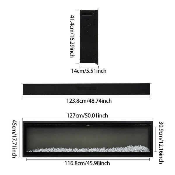 42/50/60/73 inch Electric Fire 12 Vibrant Flame Colours Electric Fireplace with Remote Living and Home