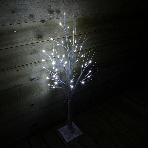 Samuel Alexander 1.2m (4ft) Indoor Outdoor Christmas Lit Birch Tree with 48 Ice White LEDs