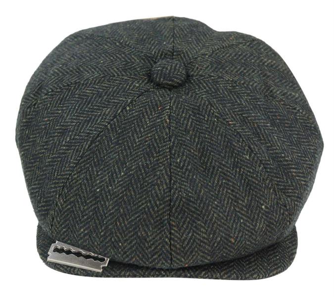 TruClothing Mens Peaky Blinders Tweed Gatsby Flat Baker Hat With Razor Blade