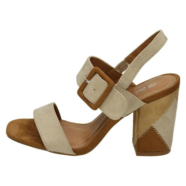 Spot On Ladies Spot On High Patchwork Heel Mule Sandals