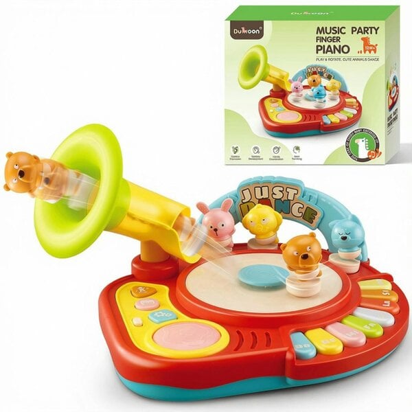deAO Toys Baby Musical Piano Toy with 4 Dancing Animal Figure with Music, Lights & Drum Sounds – Educational Gift for Ages 1-4