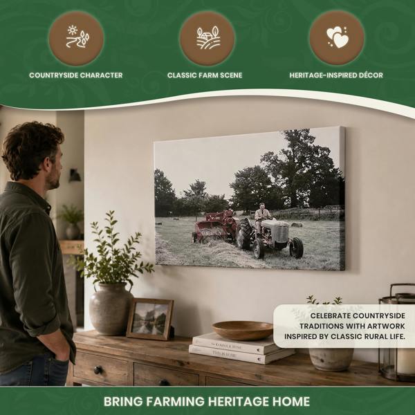 Ferguson FE35 Tractor Canvas Print – Countryside Wall Art, Stretched Wooden Frame, 60 × 40 cm