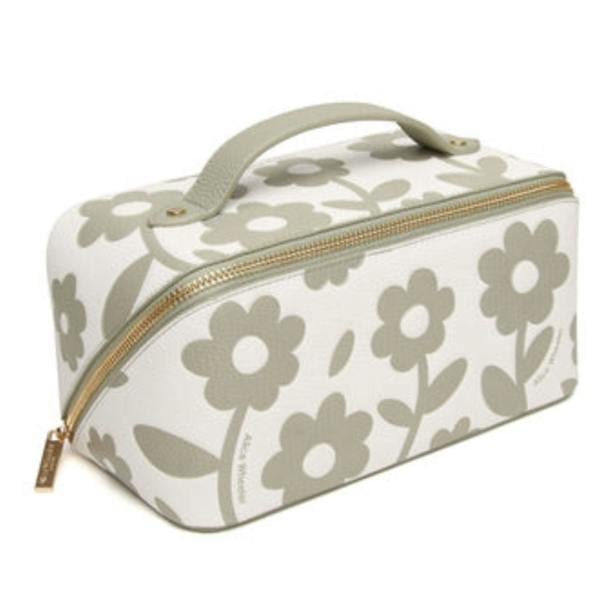 Alice Wheeler Floral Daisy Make Up BeautyTrain Case with Lay Flat Opening