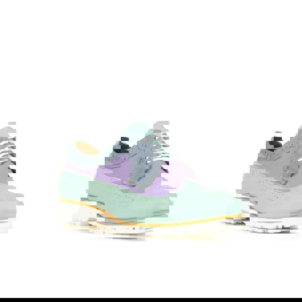 Embassy London Sonnet - Purple & Mint - Women's leather shoe with lightweight white sole & broguing