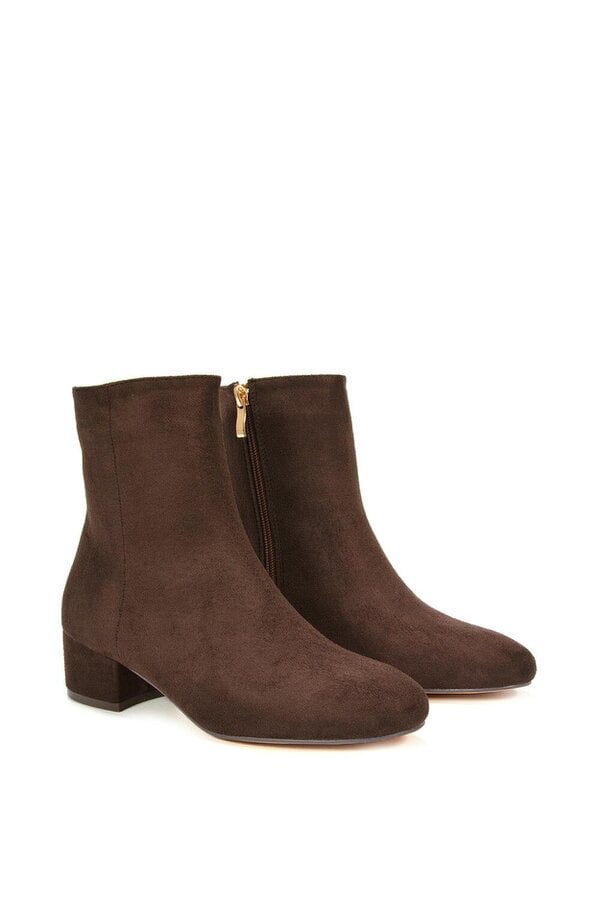 XY LONDON Mid Block Heel Ankle Boots With Inside Zip