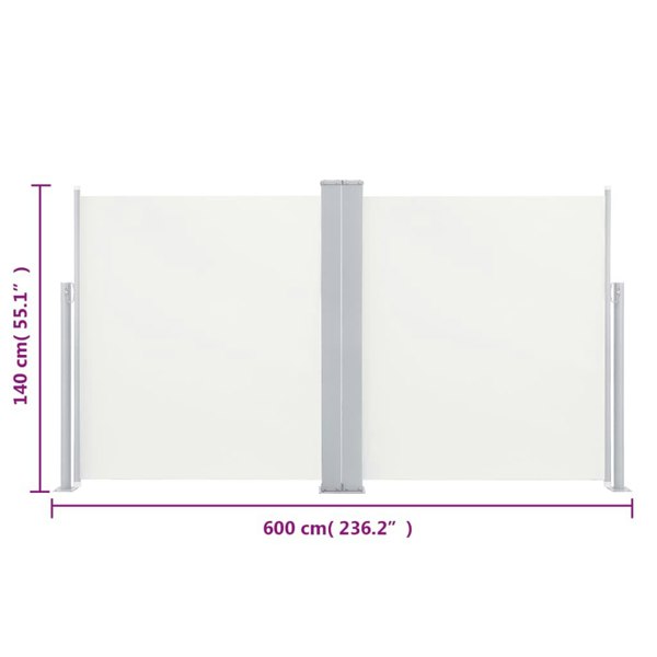 Berkfield Retractable Side Awning Cream 140x600 cm