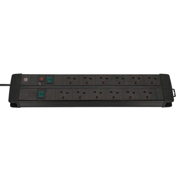 Brennenstuhl 12 Gang Extension Lead - 3 Metre Heavy Duty Cable - 2 Switches