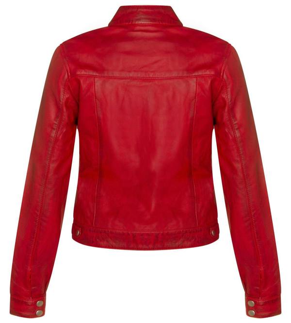 Infinity Leather Womens Plain Leather Moto Biker Jacket-Braga