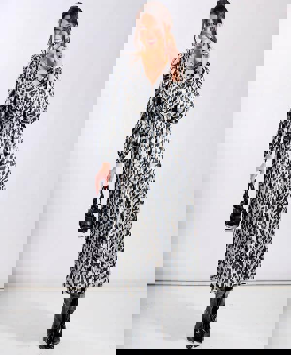 Silver Animal Tie Midi Dress