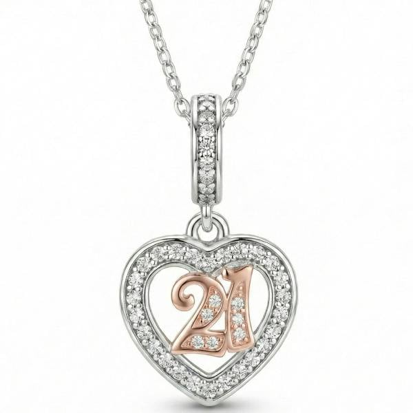 Parus Home 21st Birthday Necklace Sterling Silver And Rose Gold