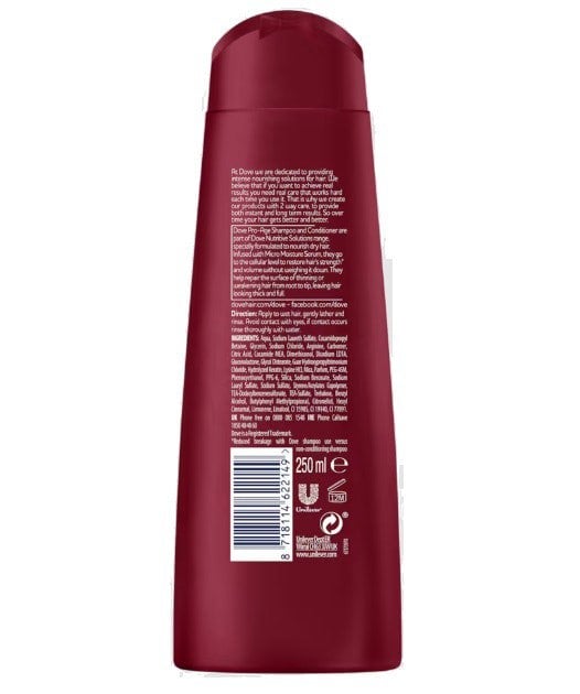 Dove Nutritive Solutions Pro-age Shampoo 250ml Pack of 6