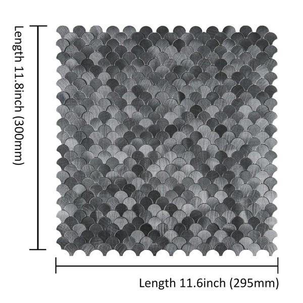 ENER-J Reflective Scallop-Pattern Peel & Stick Aluminum Tile, Size: 295 x 300 x 4 mm (Pack of 4)