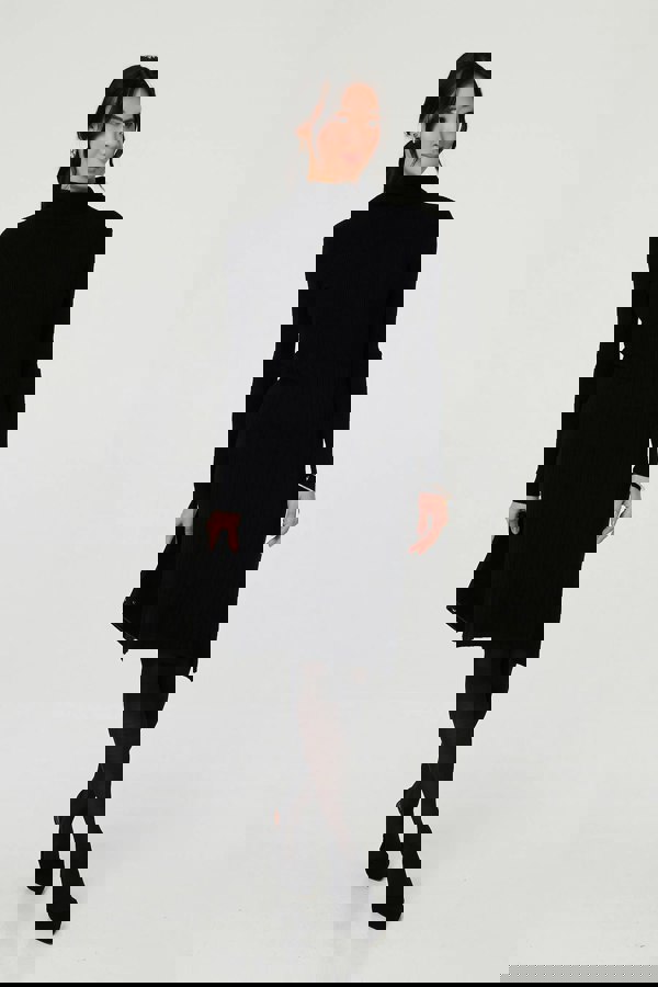 Black | Textured Knit Bodycon Midi Dress
