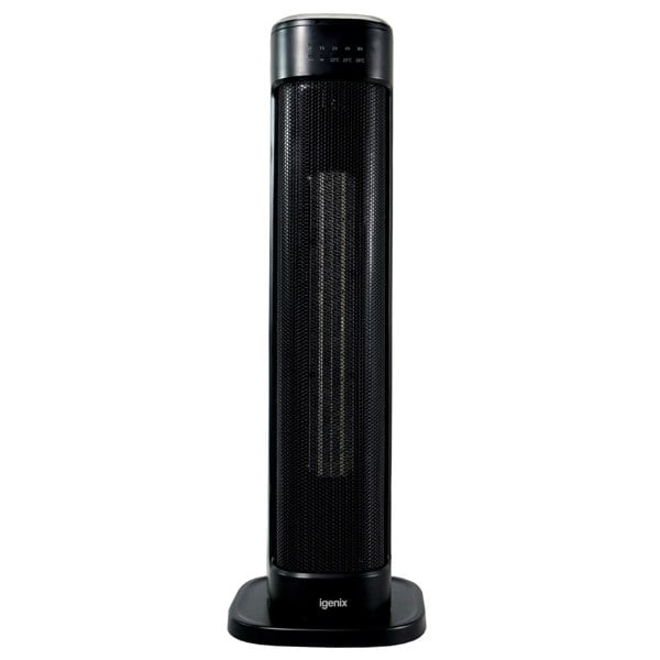 igenix Oscillating Tower Fan Heater With 3 Heat Settings, Black