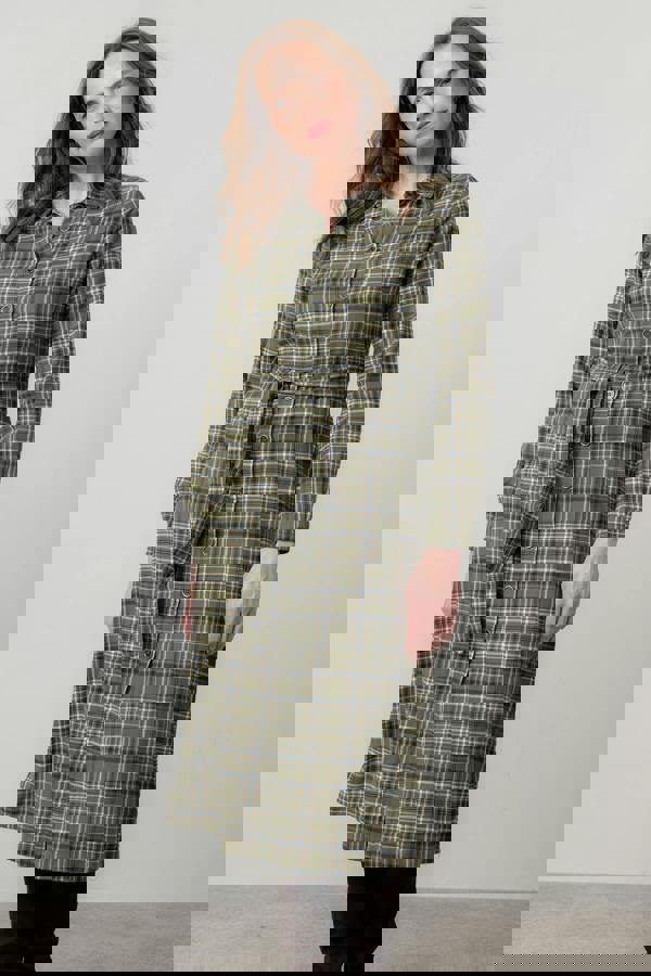 Lily & Me Anya Organic Brushed Cotton Midi Shirt Dress Multicoloured